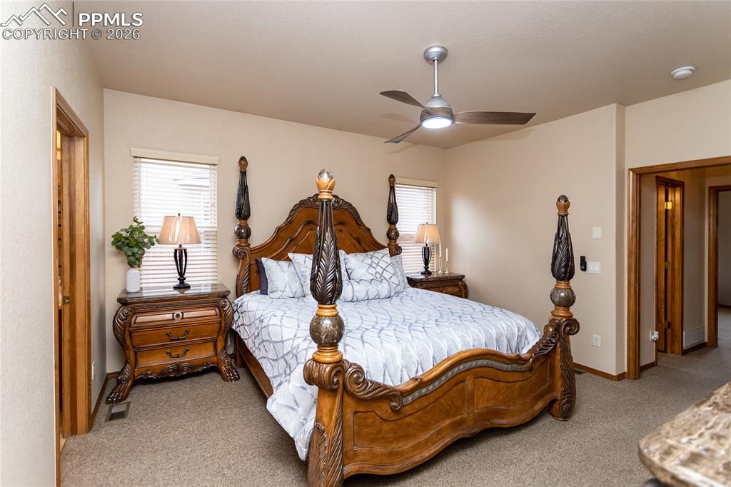 Two windows provide plenty of natural light into the primary suite.