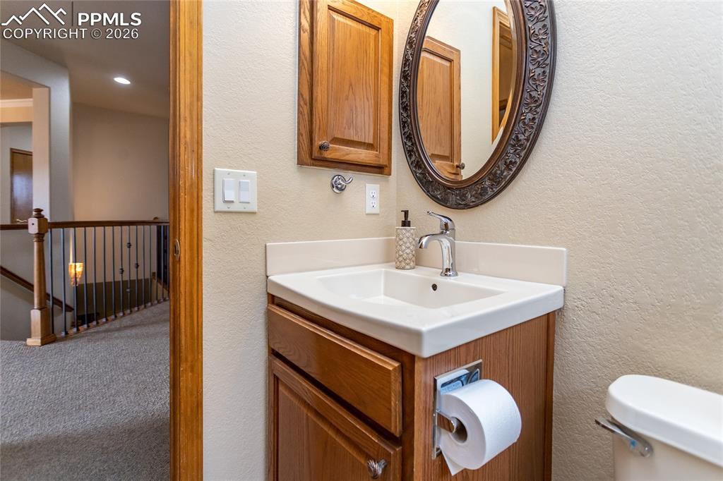 Main level hall bath vanity.