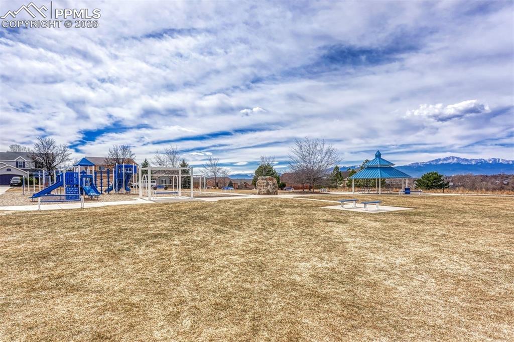 Just a across the street caddy-corner from the home is Ken Jordan Park. Patio area, mountain views, and a gazebo