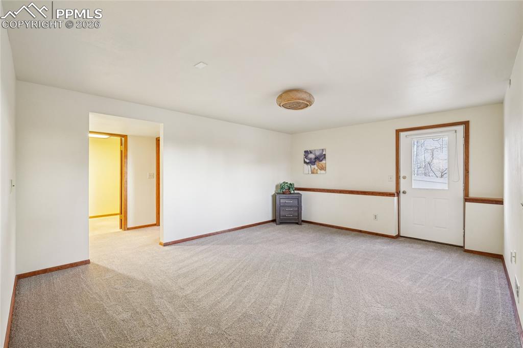 The family room area is a nice size for a third gathering space in the home.