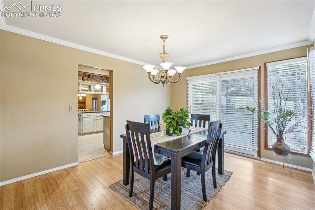 Gorgeous dining area walks out to the large rear patio.