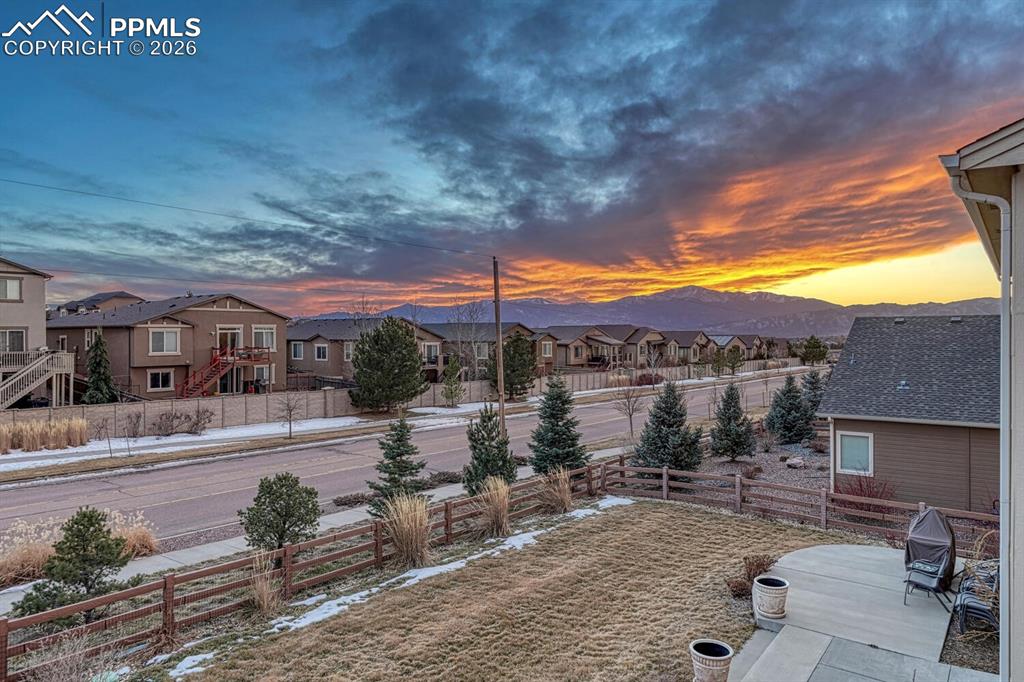 Mountain view featuring nearby suburban area