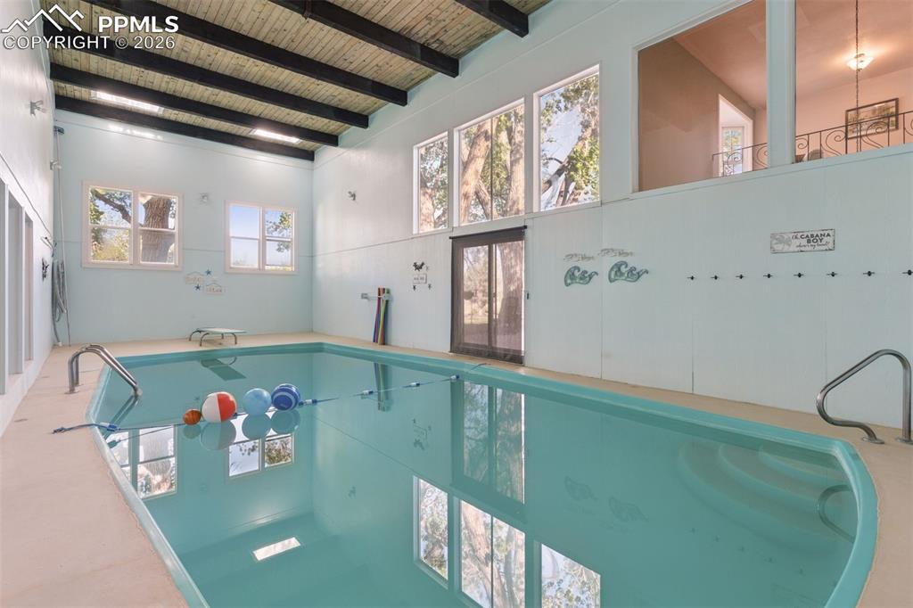 View of 25,000 galloon Indoor heated swimming pool