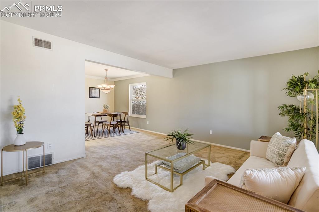 View from entry (carpeted living room)