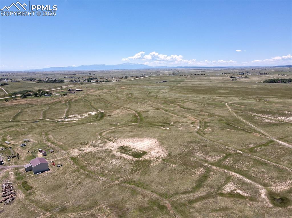 Aerial view of Pikes Peak and the front range.