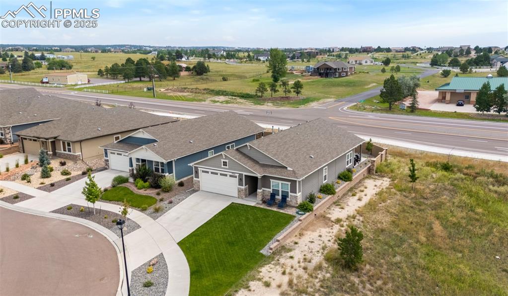 Aerial corner lot view