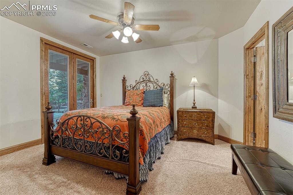 Lower level bedroom with walk out and attached bathroom.