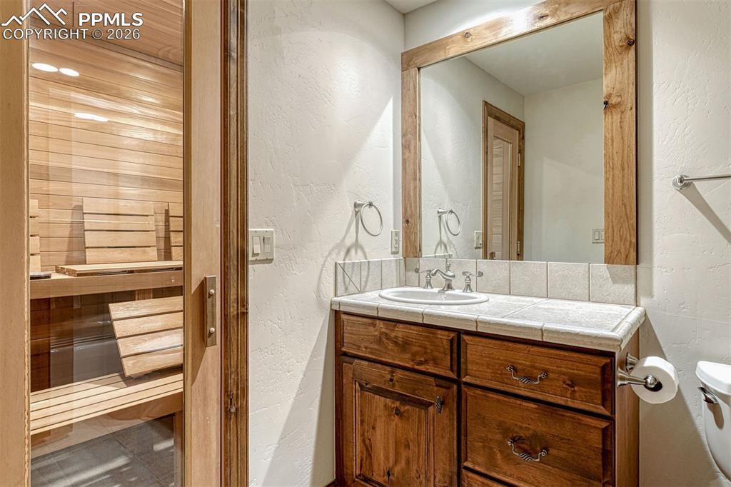 Private sauna retreat in the lower level bathroom.