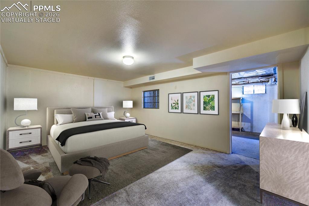 Virtually staged - non-conforming bedroom