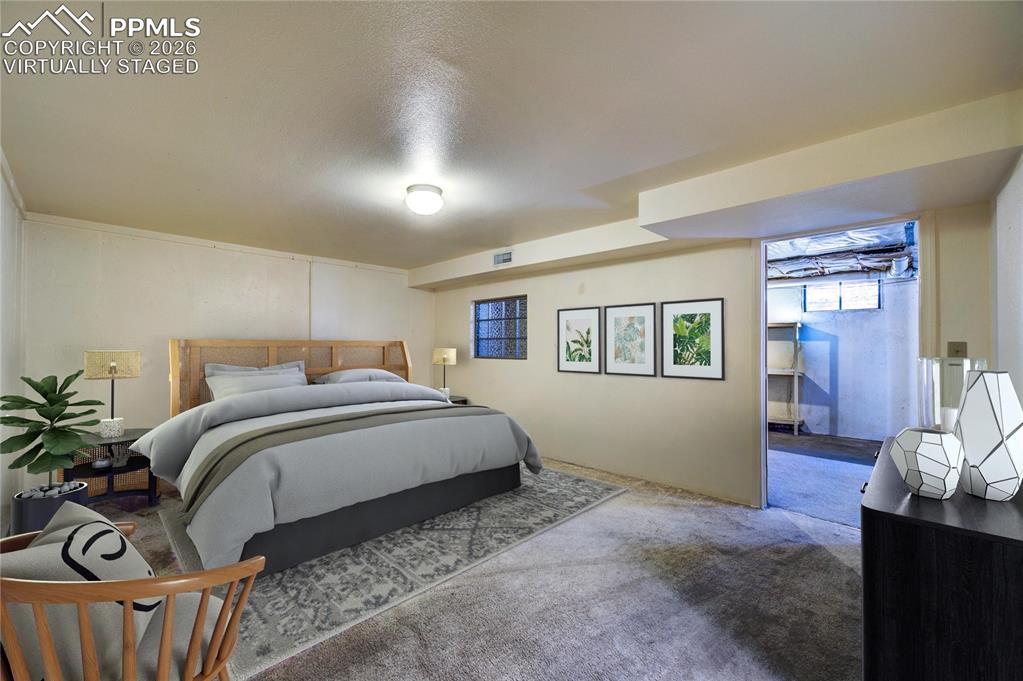 Virtually staged - non-conforming bedroom