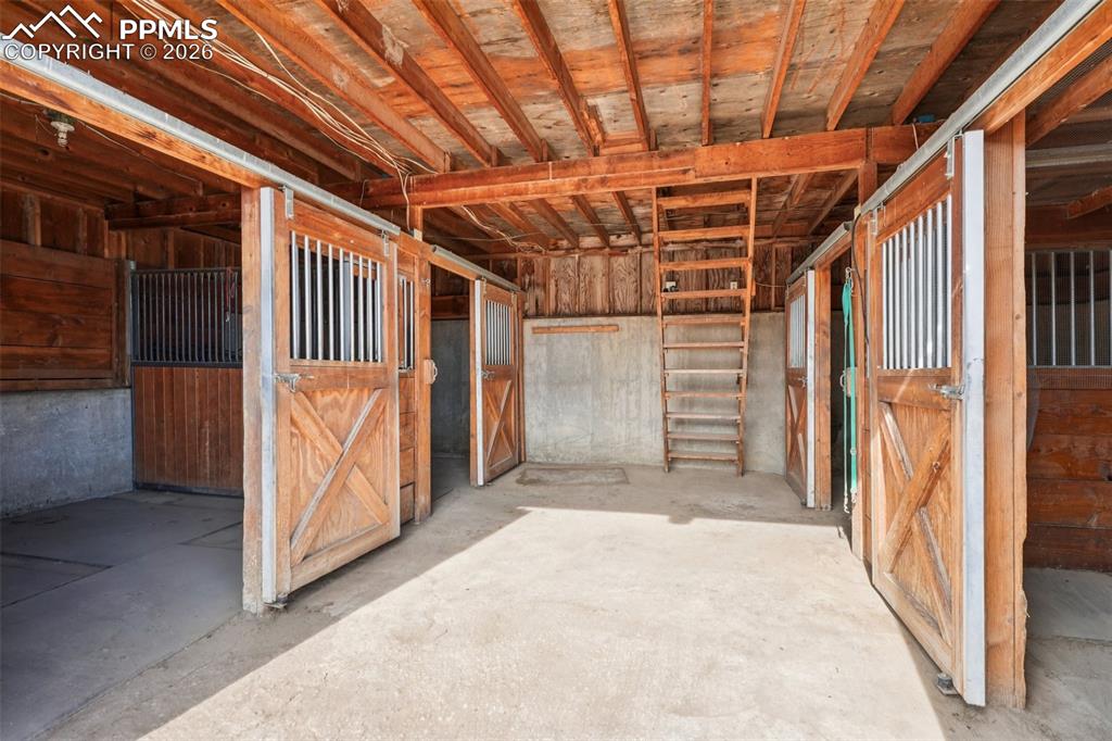 View of horse barn