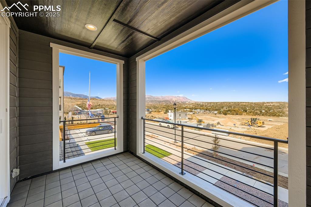 Balcony with a mountain view