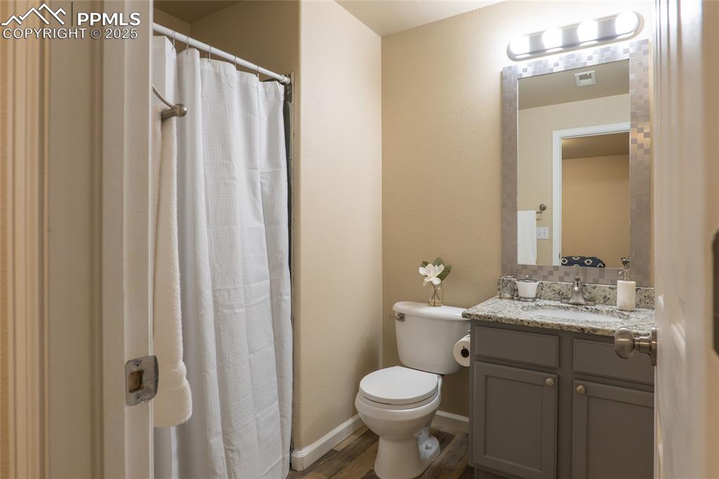 3/4 bathroom adjoins to basement bedroom.