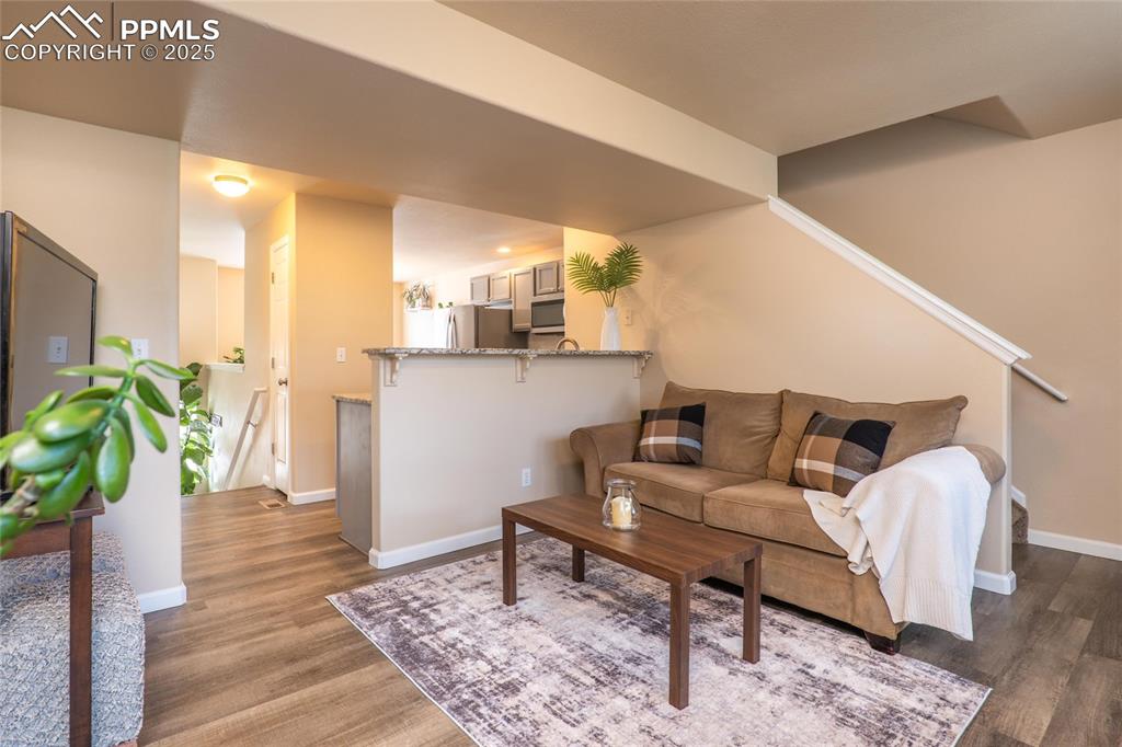 Open concept Living Room from the kitchen.