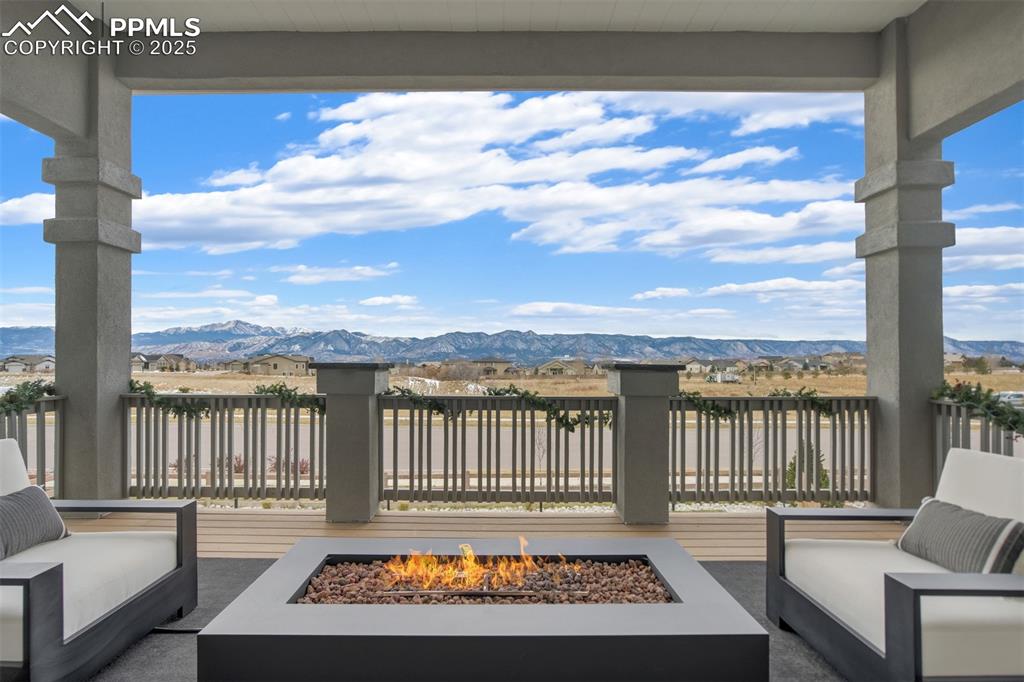 Pikes Peak views from the covered main level composite deck