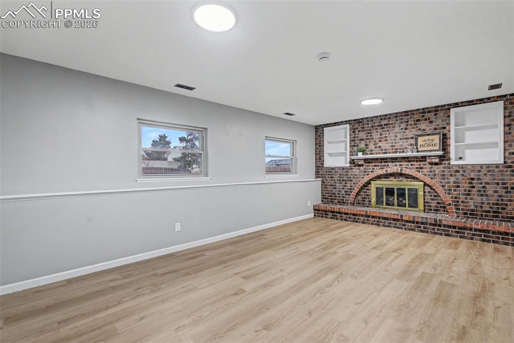 Wood burning fireplace