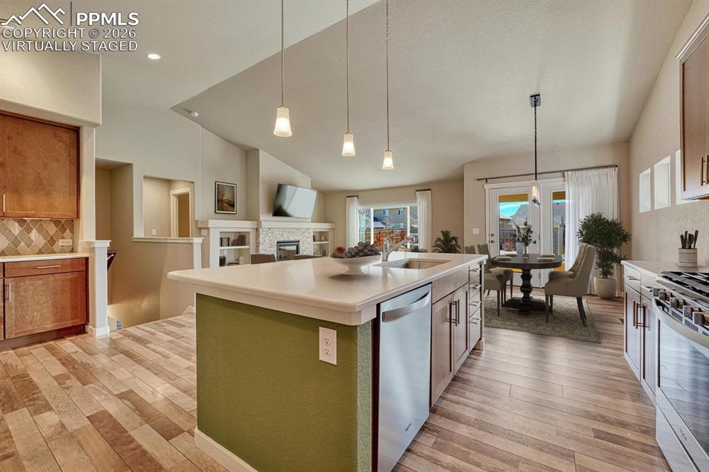 Great room virtually staged