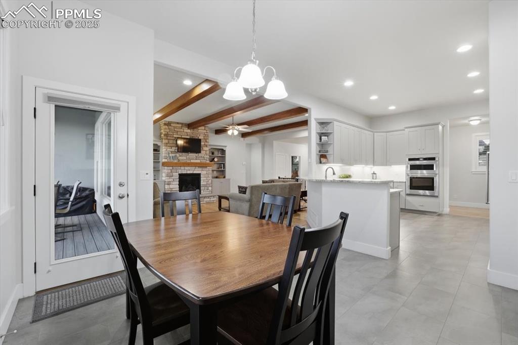 The informal dining area is open to the deck and kitchen. 