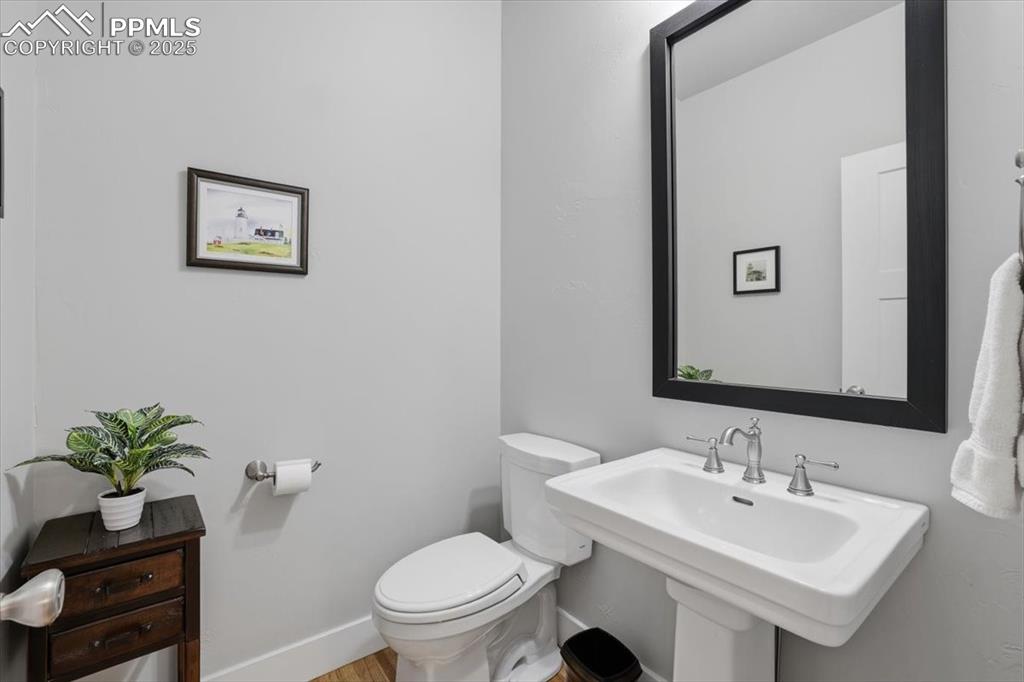 This powder bath serves guests on the main floor. 