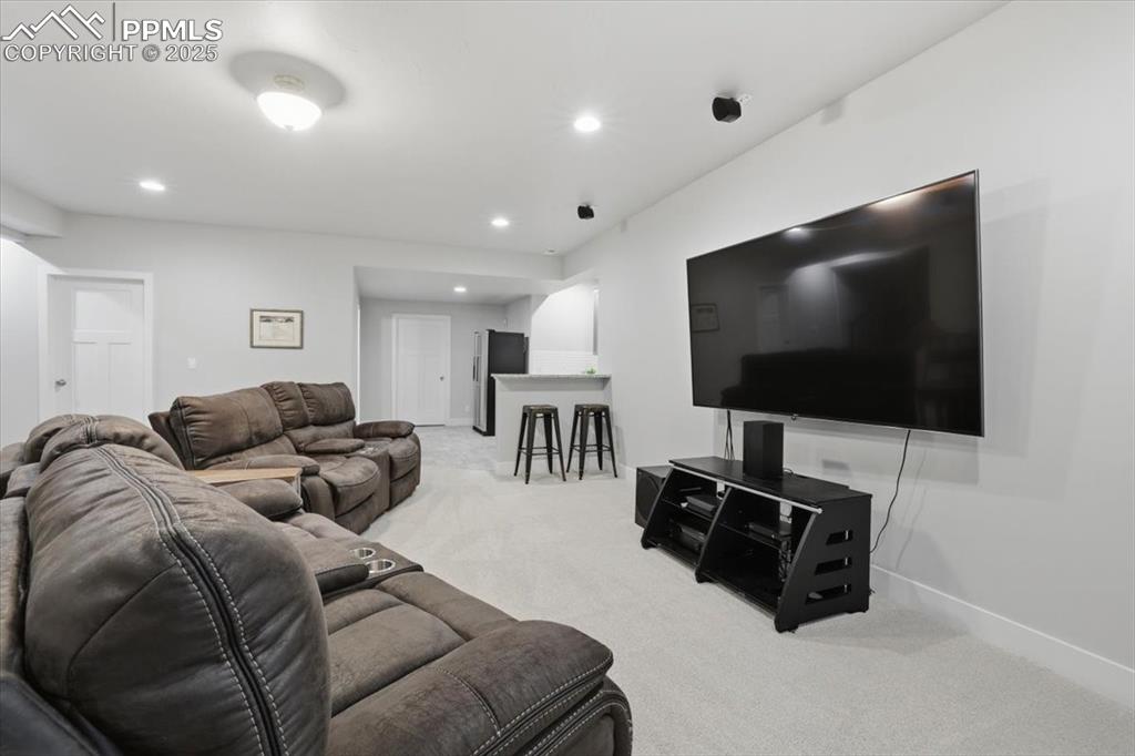 The basement family room is the perfect hang-out space. 