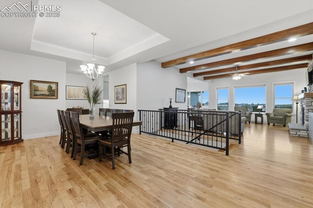 The entry is open to the formal dining area and the great room along with the gorgeous views beyond. 