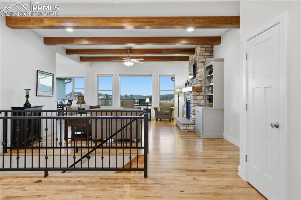 Beamed ceilings and hickory floors are just some of the details you'll love about this beautiful home. 