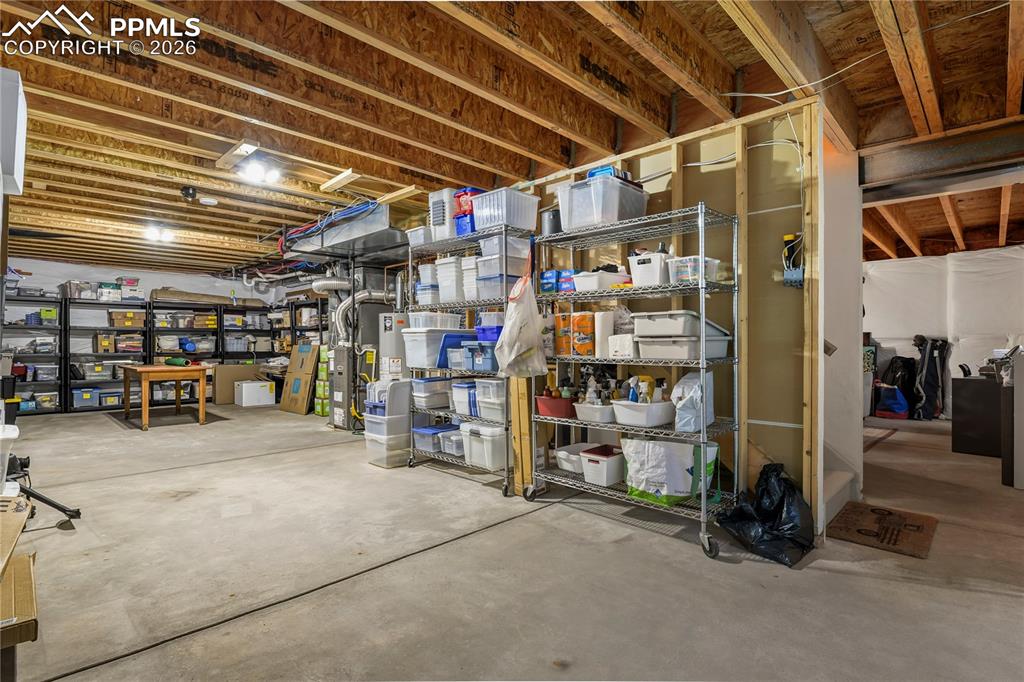 Additional area in the unfinished basement, available to create additional living space.