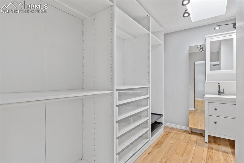 Custom shelving in the primary bath
