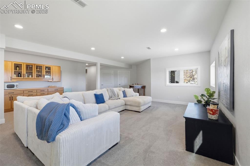 Basement Rec Room with Dry Bar