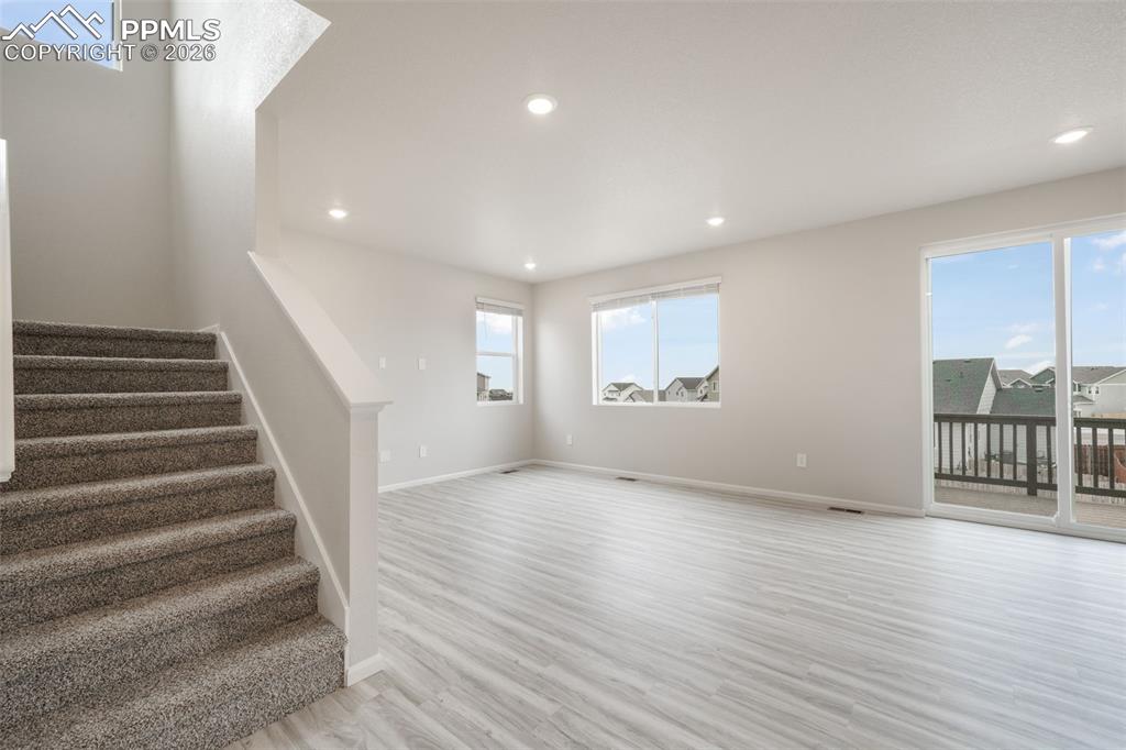Living room looking up stairs