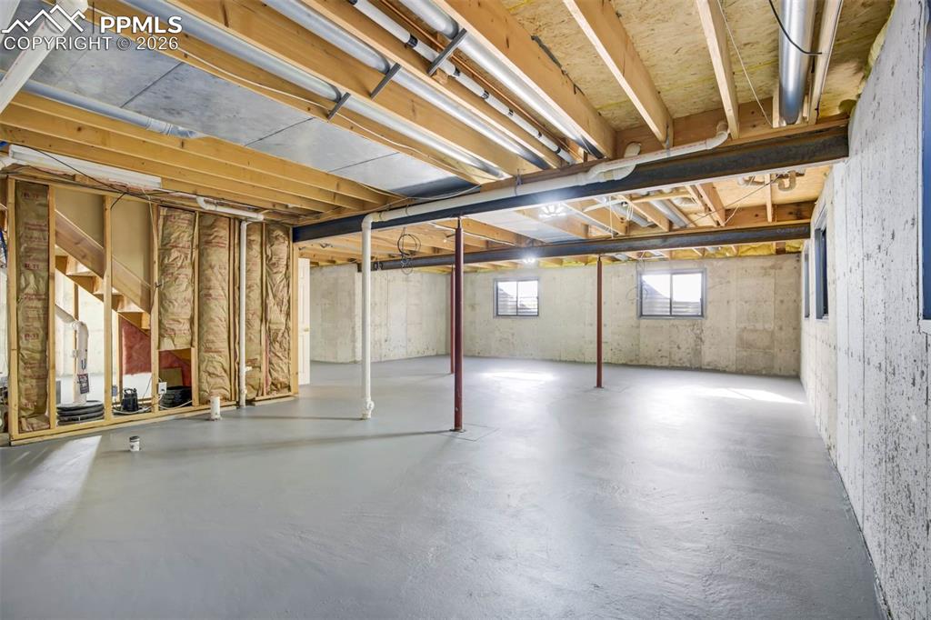Unfinished basement with rough in