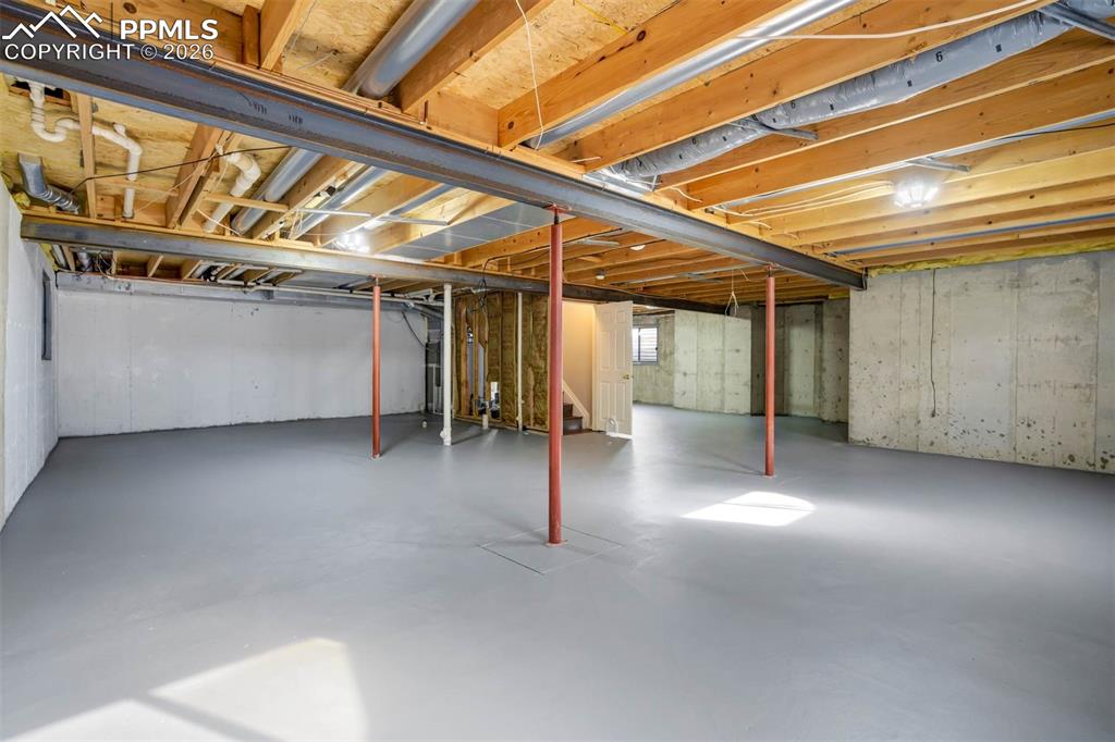 Unfinished basement with rough in 