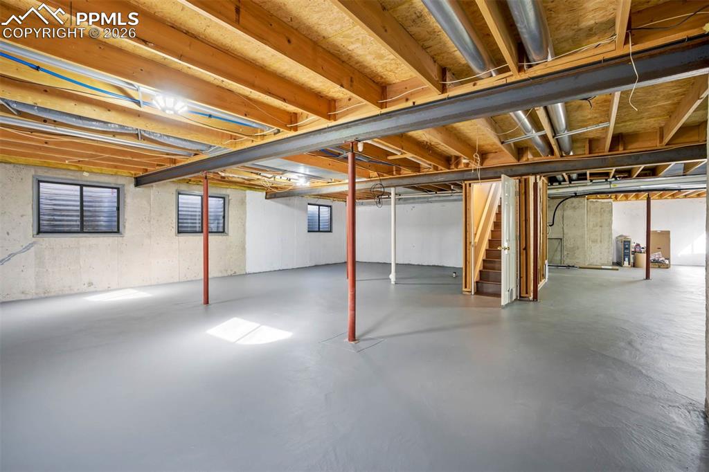 Unfinished basement with rough in
