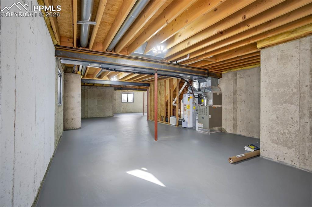 Unfinished basement with rough in