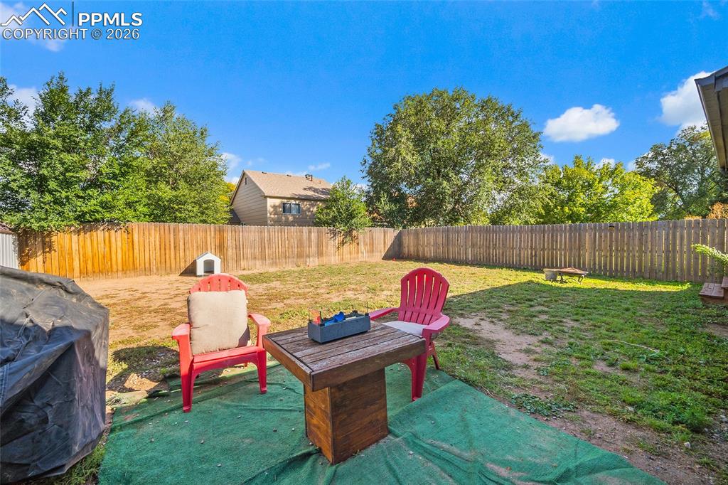 Fenced backyard