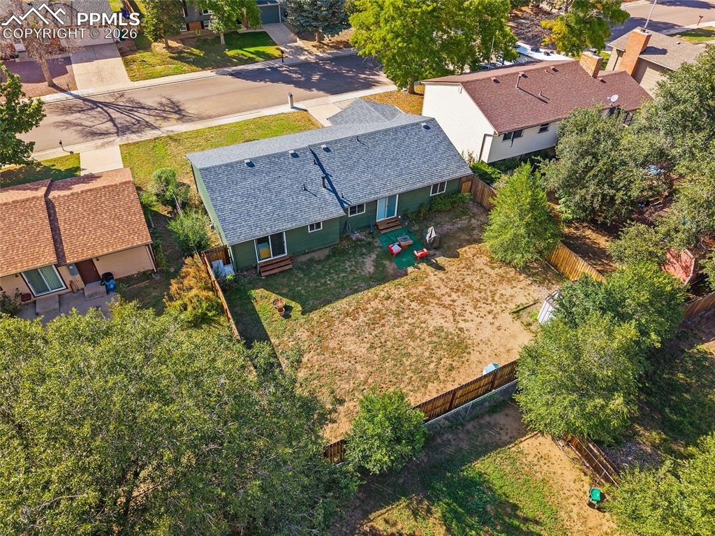 Aerial view of the back of the house
