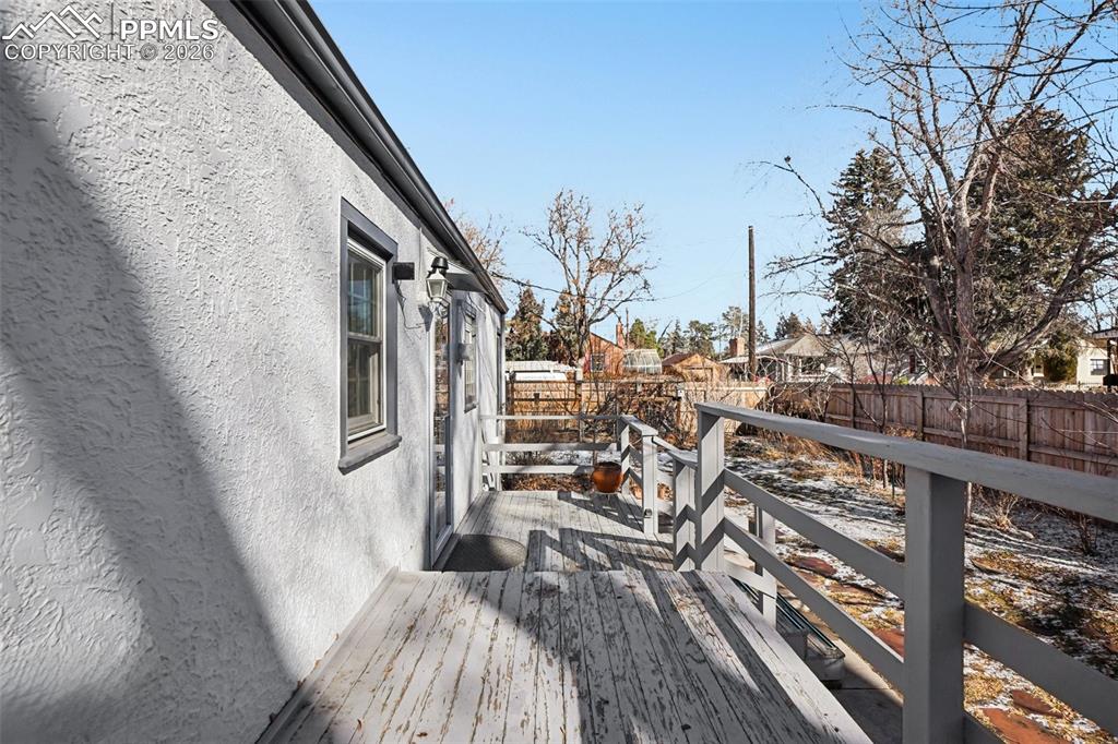 Additional view of the walk out deck