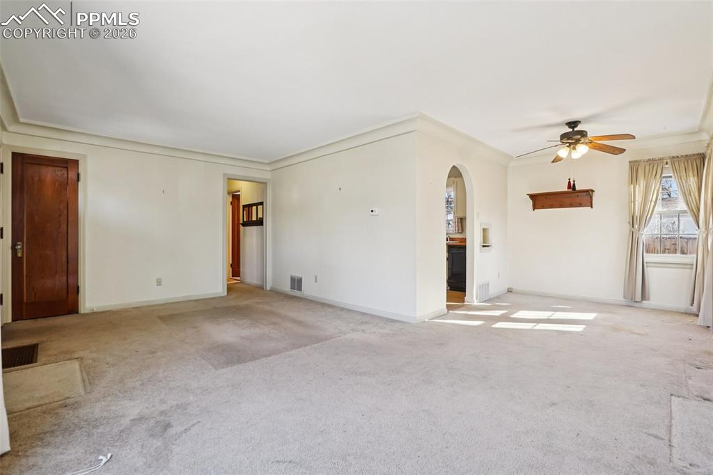 Living room and dining room