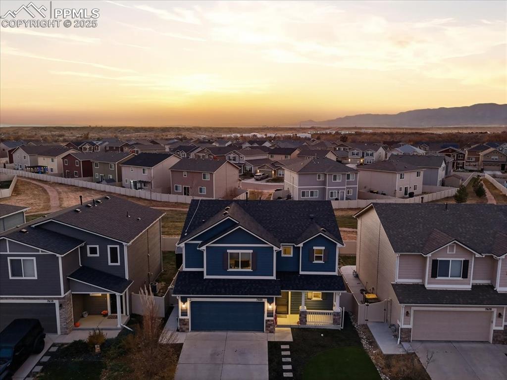 Aerial view of residential area