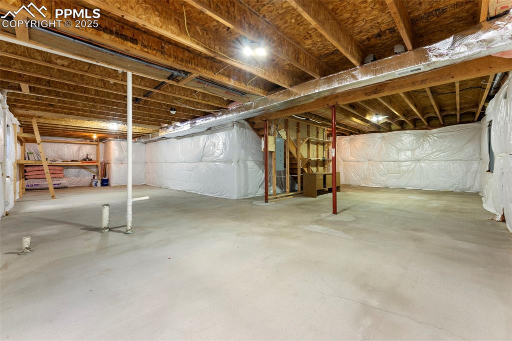 View of unfinished basement