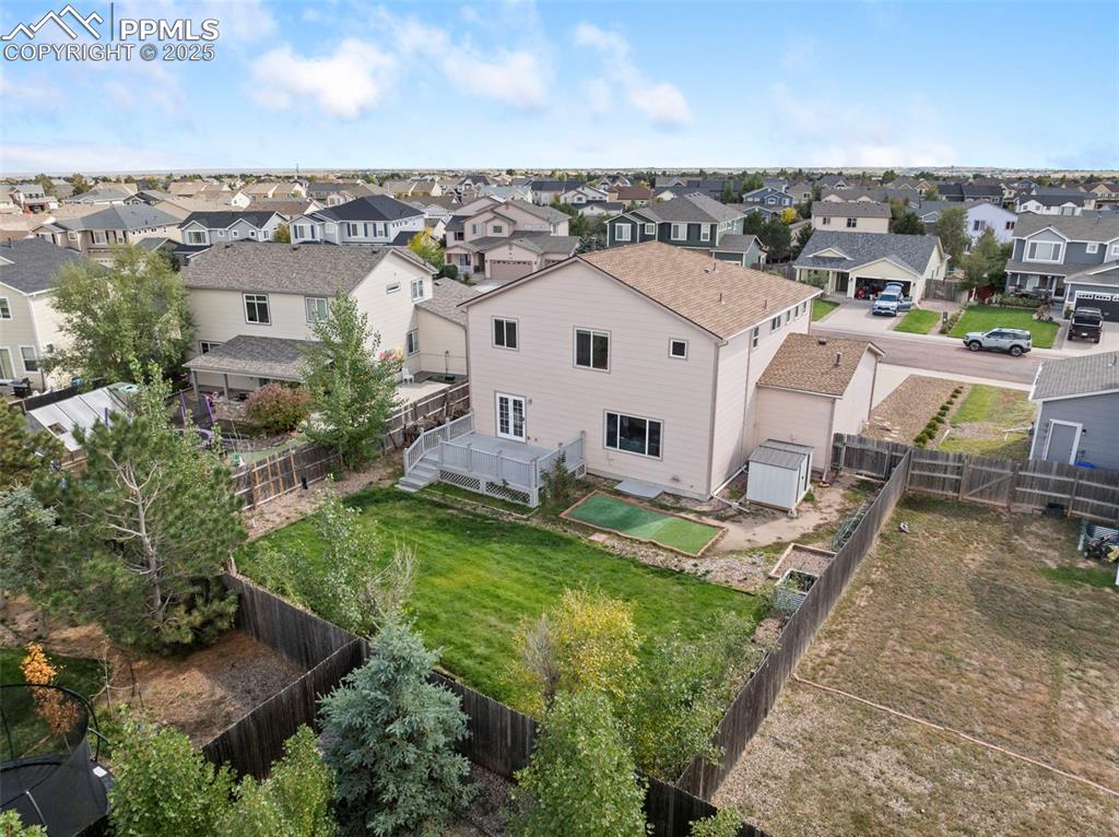 Aerial perspective of suburban area