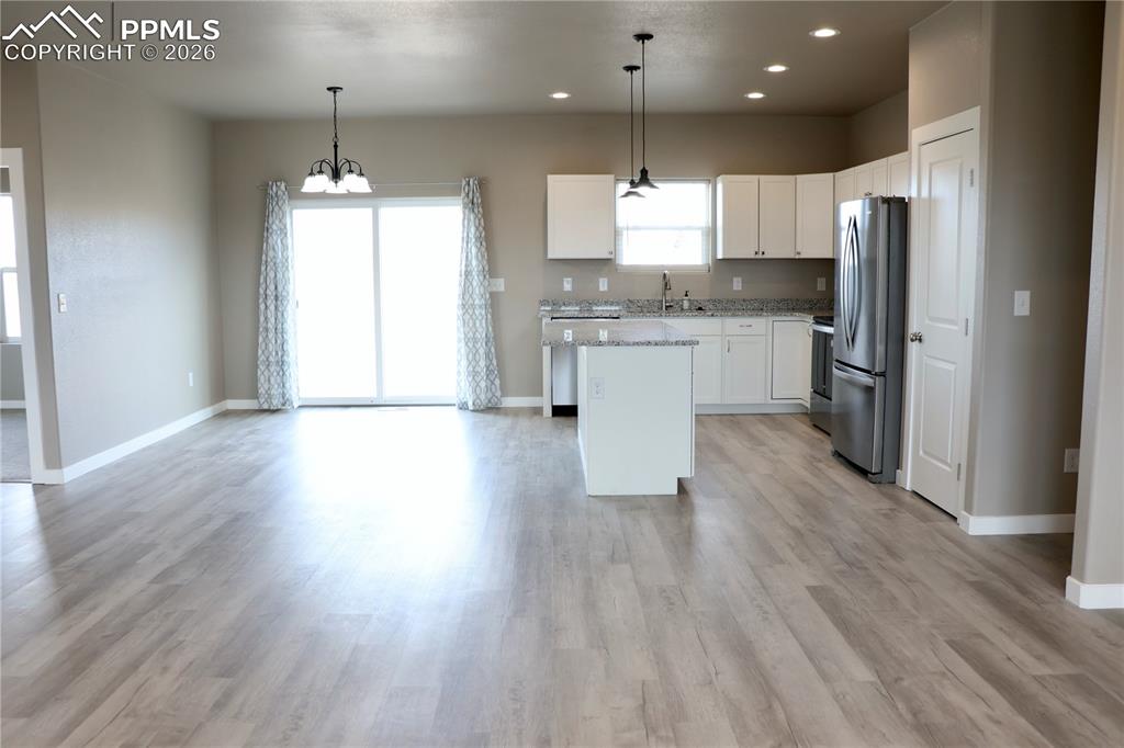 View of kitchen and dining area