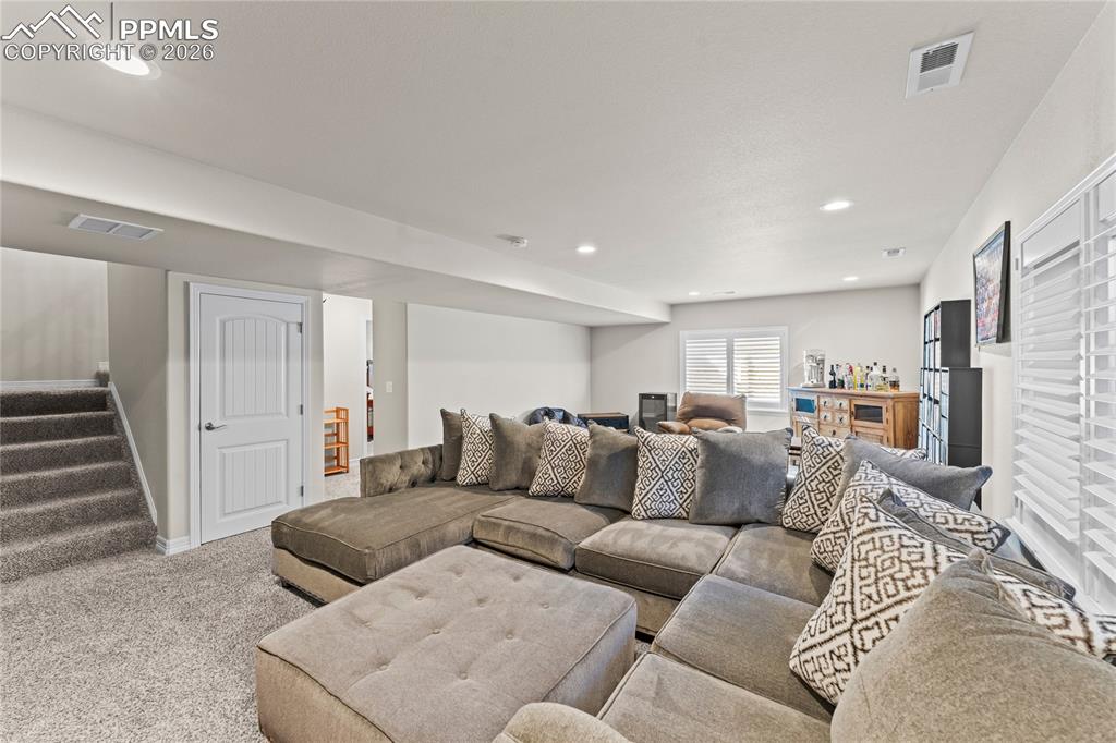 The huge family room in the basement 