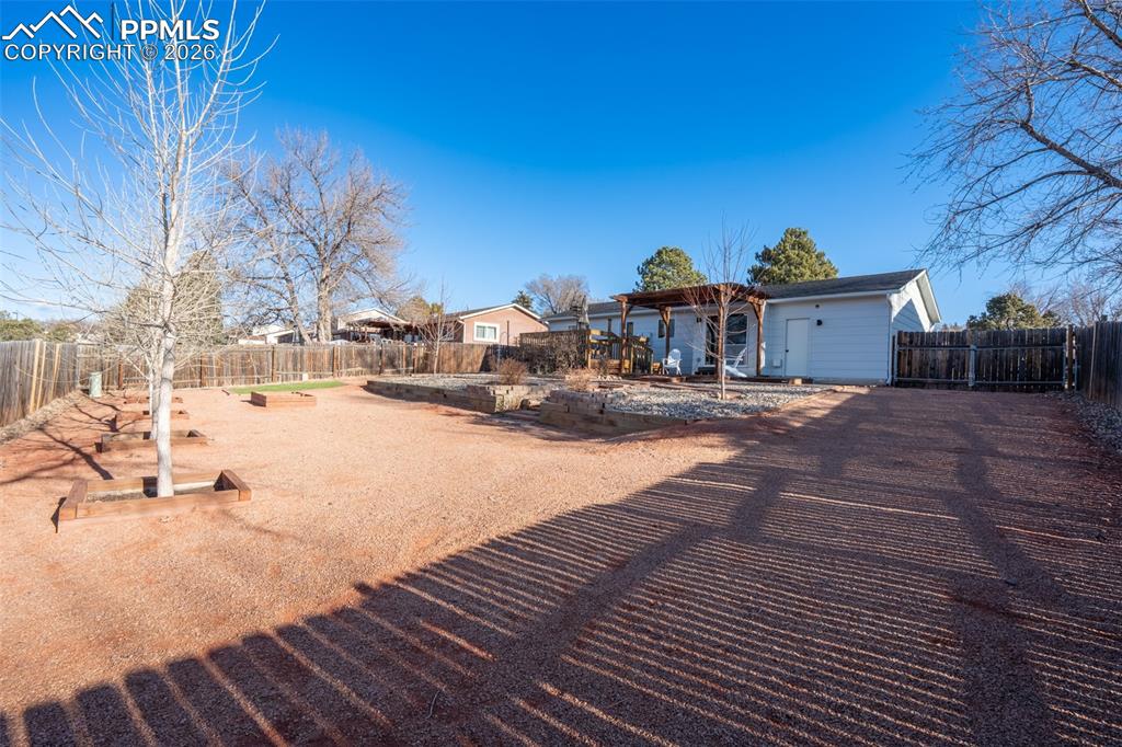 Back yard fully xeriscaped
