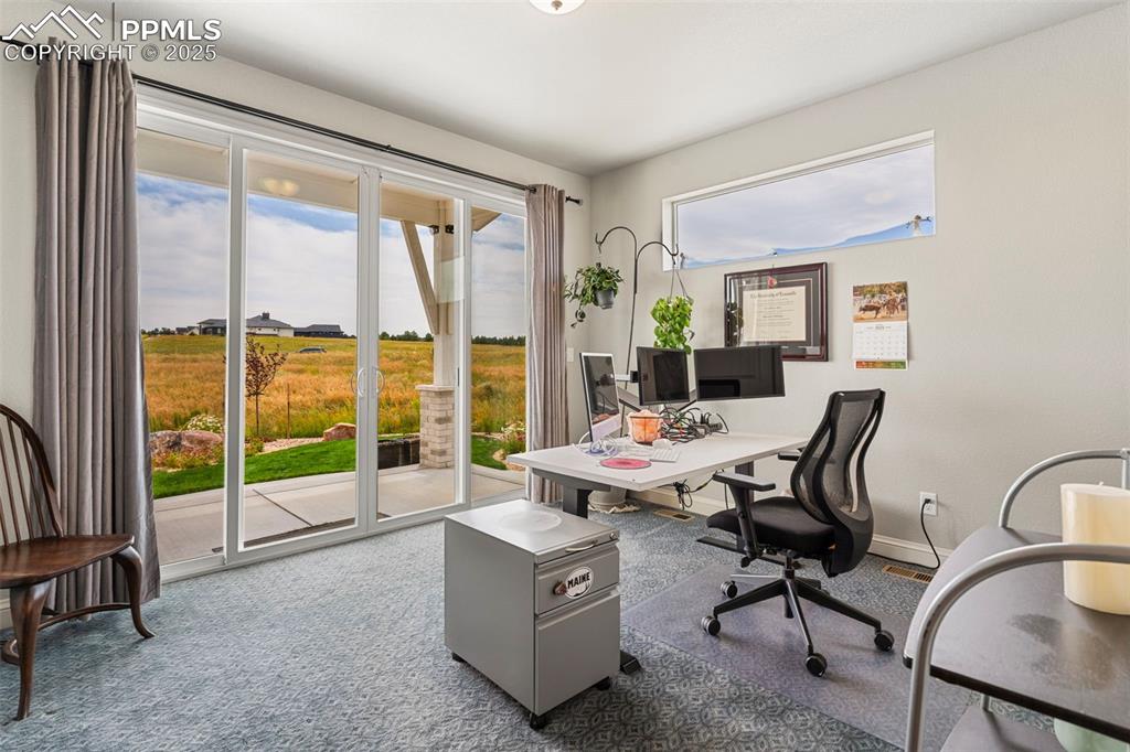 Office space featuring carpet and baseboards