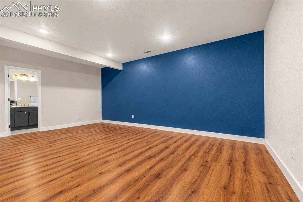 huge lower level bedroom w/ ensuite full bathroom