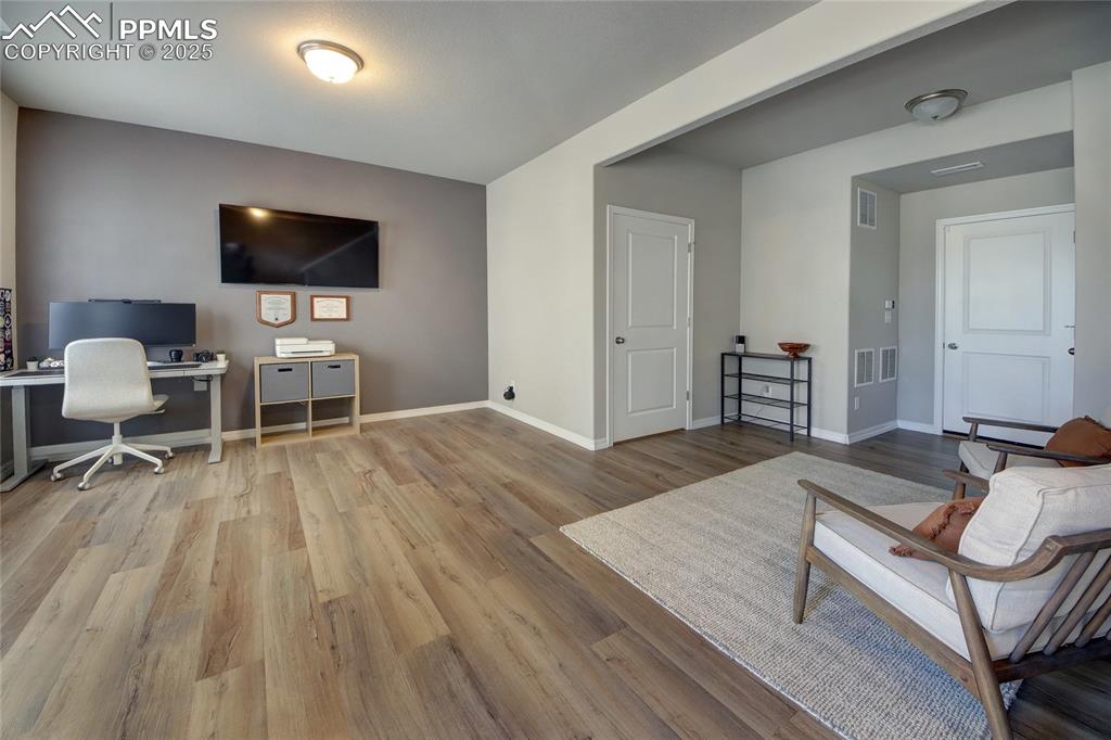 Lower level living space with access from garage.