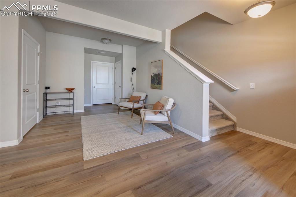 Lower level entry with stairs leading to the main level.