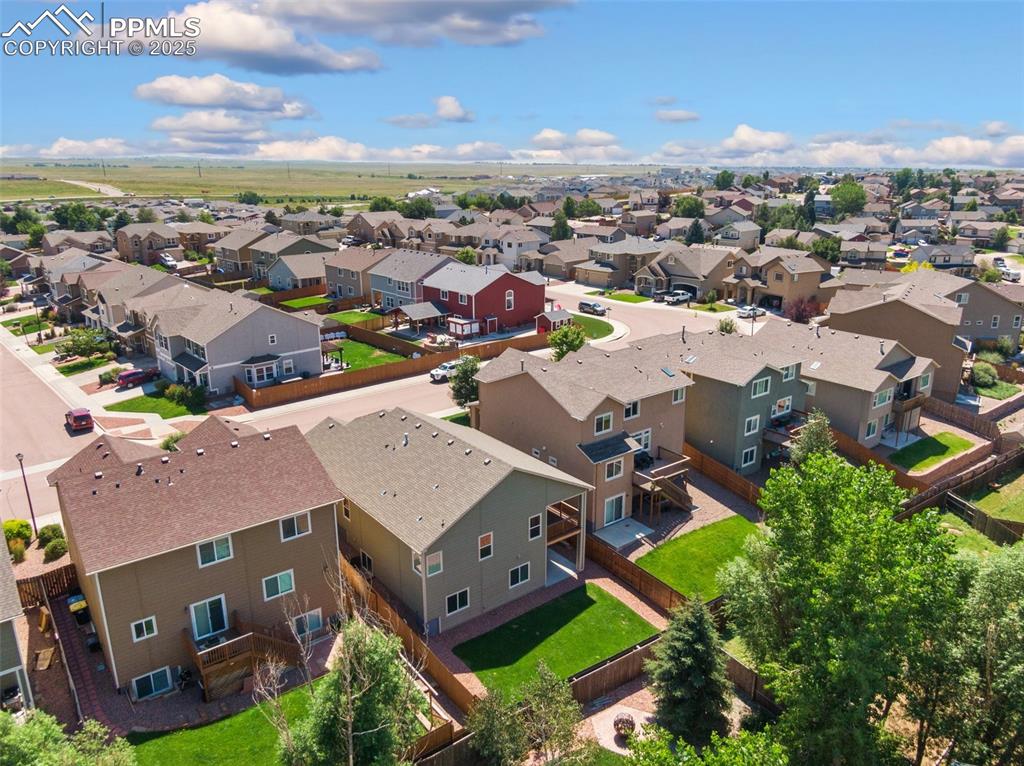 Aerial view of residential area