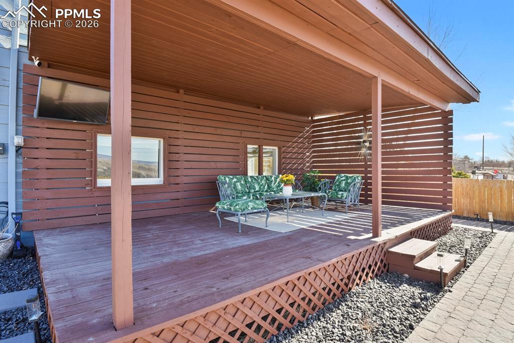 Enjoy the beautiful views and Colorado weather from this huge covered deck